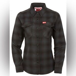 Dixxon Flannel Biltwell 2.0 Women's L Flannel Shirt Plaid Snap Down NEVER WORN.